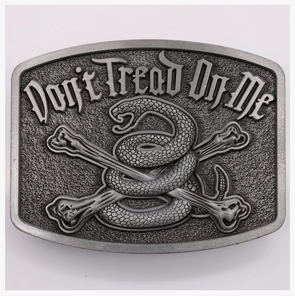 New Don't tread on me snake belt buckle 3X4.